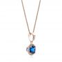 14k Rose Gold 14k Rose Gold Blue Sapphire And Diamond Halo Pendant - Flat View -  100977 - Thumbnail