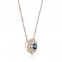 18k Rose Gold 18k Rose Gold Blue Sapphire And Diamond Halo Pendant - Flat View -  100979 - Thumbnail