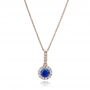 18k Rose Gold Blue Sapphire And Diamond Halo Pendant