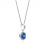 14k White Gold Blue Sapphire And Diamond Halo Pendant - Flat View -  100977 - Thumbnail