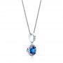  Platinum Platinum Blue Sapphire And Diamond Halo Pendant - Flat View -  100977 - Thumbnail