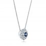 14k White Gold Blue Sapphire And Diamond Halo Pendant - Flat View -  100979 - Thumbnail