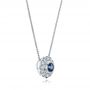 18k White Gold 18k White Gold Blue Sapphire And Diamond Halo Pendant - Flat View -  100979 - Thumbnail