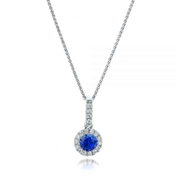 Blue Sapphire and Diamond Halo Pendant - reference design