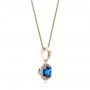 18k Yellow Gold 18k Yellow Gold Blue Sapphire And Diamond Halo Pendant - Flat View -  100977 - Thumbnail