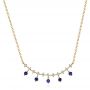 14k Yellow Gold Blue Sapphire And Diamond Necklace - Three-Quarter View -  106202 - Thumbnail