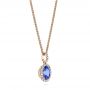 18k Rose Gold 18k Rose Gold Blue Sapphire And Diamond Oval Pendant - Flat View -  106535 - Thumbnail