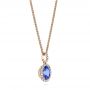 14k Rose Gold 14k Rose Gold Blue Sapphire And Diamond Oval Pendant - Flat View -  106535 - Thumbnail