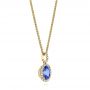 14k Yellow Gold 14k Yellow Gold Blue Sapphire And Diamond Oval Pendant - Flat View -  106535 - Thumbnail