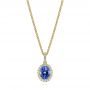 18k Yellow Gold Blue Sapphire And Diamond Oval Pendant