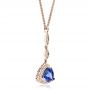 14k Rose Gold 14k Rose Gold Blue Sapphire And Diamond Pendant - Flat View -  100079 - Thumbnail