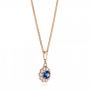 18k Rose Gold 18k Rose Gold Blue Sapphire And Diamond Pendant - Flat View -  103277 - Thumbnail