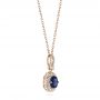 14k Rose Gold 14k Rose Gold Blue Sapphire And Diamond Pendant - Flat View -  103660 - Thumbnail