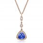 18k Rose Gold 18k Rose Gold Blue Sapphire And Diamond Pendant - Three-Quarter View -  100079 - Thumbnail