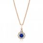 14k Rose Gold 14k Rose Gold Blue Sapphire And Diamond Pendant - Three-Quarter View -  103277 - Thumbnail