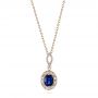 14k Rose Gold 14k Rose Gold Blue Sapphire And Diamond Pendant - Three-Quarter View -  103660 - Thumbnail