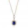 14k Rose Gold 14k Rose Gold Blue Sapphire And Diamond Pendant - Three-Quarter View -  103660 - Thumbnail