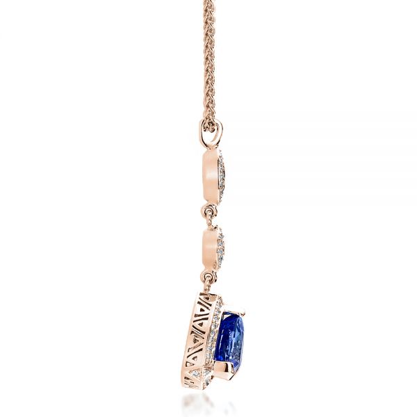 14k Rose Gold 14k Rose Gold Blue Sapphire And Diamond Pendant - Side View - 100079