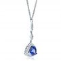 14k White Gold Blue Sapphire And Diamond Pendant - Flat View -  100079 - Thumbnail