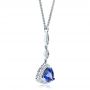  Platinum Platinum Blue Sapphire And Diamond Pendant - Flat View -  100079 - Thumbnail