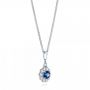 18k White Gold 18k White Gold Blue Sapphire And Diamond Pendant - Flat View -  103277 - Thumbnail