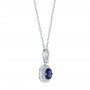 14k White Gold Blue Sapphire And Diamond Pendant - Flat View -  103660 - Thumbnail