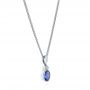 14k White Gold Blue Sapphire And Diamond Pendant - Flat View -  106028 - Thumbnail