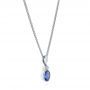 18k White Gold 18k White Gold Blue Sapphire And Diamond Pendant - Flat View -  106028 - Thumbnail