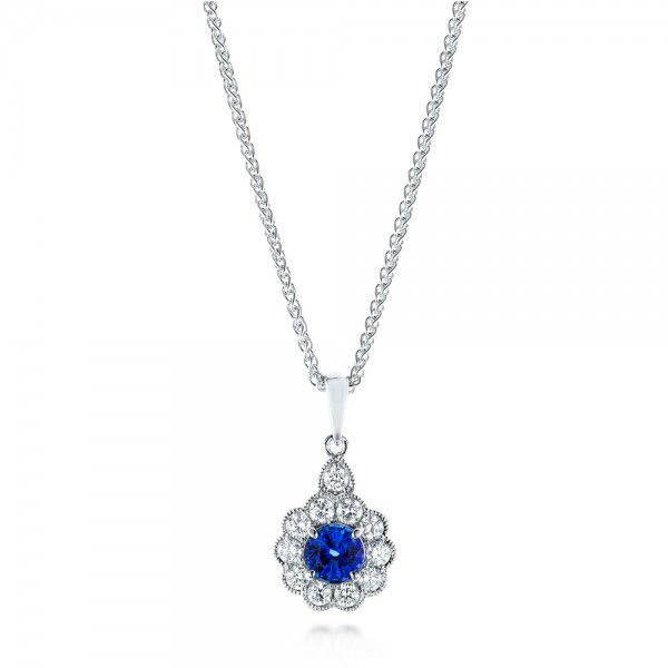 Blue Sapphire and Diamond Pendant - Image