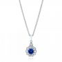 Blue Sapphire And Diamond Pendant - Three-Quarter View -  103277 - Thumbnail
