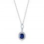 14k White Gold Blue Sapphire And Diamond Pendant - Three-Quarter View -  103660 - Thumbnail