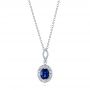 18k White Gold 18k White Gold Blue Sapphire And Diamond Pendant - Three-Quarter View -  103660 - Thumbnail