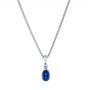 18k White Gold 18k White Gold Blue Sapphire And Diamond Pendant - Three-Quarter View -  106028 - Thumbnail