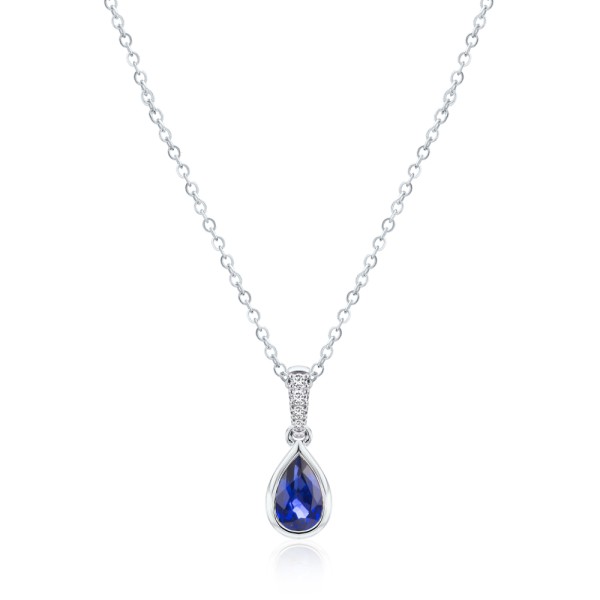 Blue Sapphire and Diamond Pendant - Image
