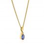 14k Yellow Gold 14k Yellow Gold Blue Sapphire And Diamond Pendant - Flat View -  106028 - Thumbnail