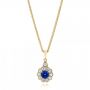 14k Yellow Gold 14k Yellow Gold Blue Sapphire And Diamond Pendant - Three-Quarter View -  103277 - Thumbnail