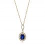 14k Yellow Gold 14k Yellow Gold Blue Sapphire And Diamond Pendant - Three-Quarter View -  103660 - Thumbnail