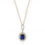 18k Yellow Gold 18k Yellow Gold Blue Sapphire And Diamond Pendant - Three-Quarter View -  103660 - Thumbnail