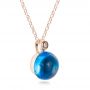 18k Rose Gold 18k Rose Gold Blue Topaz Cabochon And Diamond Pendant - Flat View -  100446 - Thumbnail