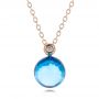 14k Rose Gold 14k Rose Gold Blue Topaz Cabochon And Diamond Pendant - Three-Quarter View -  100446 - Thumbnail