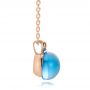 14k Rose Gold 14k Rose Gold Blue Topaz Cabochon And Diamond Pendant - Side View -  100446 - Thumbnail