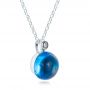 18k White Gold 18k White Gold Blue Topaz Cabochon And Diamond Pendant - Flat View -  100446 - Thumbnail