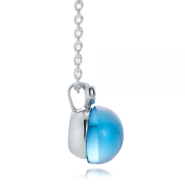  Platinum Platinum Blue Topaz Cabochon And Diamond Pendant - Side View -  100446