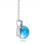 18k White Gold 18k White Gold Blue Topaz Cabochon And Diamond Pendant - Side View -  100446 - Thumbnail