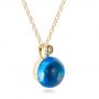 14k Yellow Gold 14k Yellow Gold Blue Topaz Cabochon And Diamond Pendant - Flat View -  100446 - Thumbnail