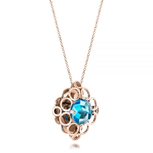 14k Rose Gold 14k Rose Gold Blue Topaz Davinci Pendant - Flat View - 101975