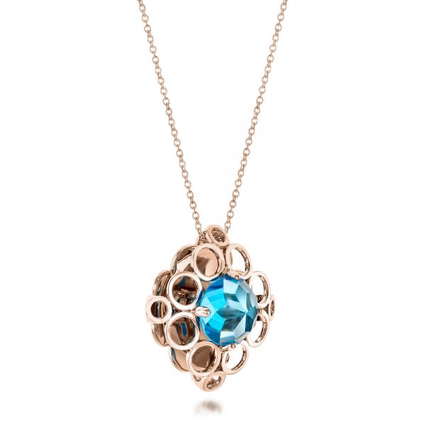 14k Rose Gold 14k Rose Gold Blue Topaz Davinci Pendant - Flat View -  101975