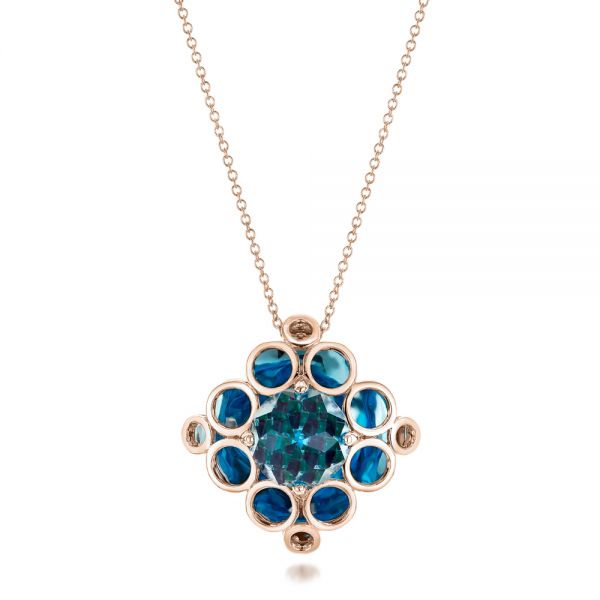 18k Rose Gold 18k Rose Gold Blue Topaz Davinci Pendant - Three-Quarter View -  101975