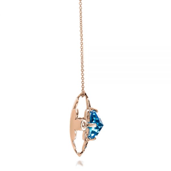 14k Rose Gold 14k Rose Gold Blue Topaz Davinci Pendant - Side View - 101975