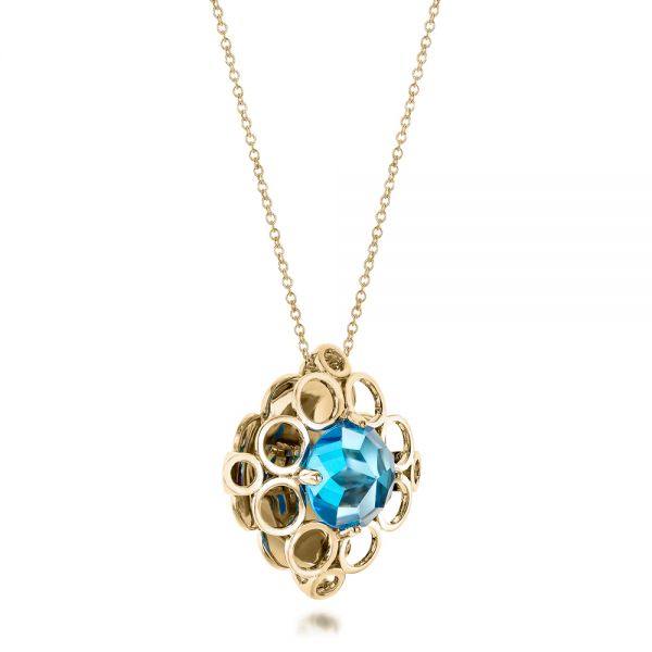 18k Yellow Gold 18k Yellow Gold Blue Topaz Davinci Pendant - Flat View -  101975